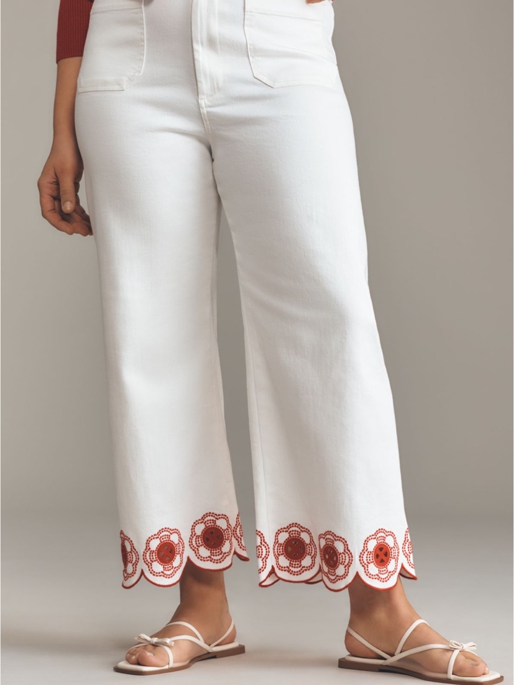 Maeve Colette Scallop-Hem High-Rise Wide Leg Cropped Jeans - Picture 6 of 16